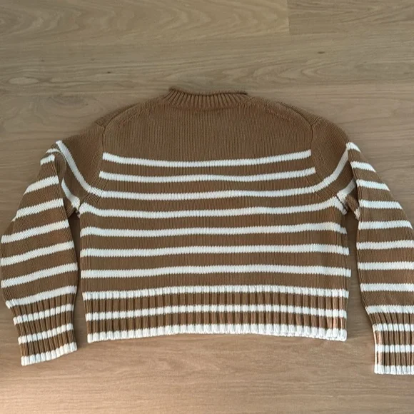 J. Crew Rollneck Striped Camel and White Sweater - Picture 2 of 3